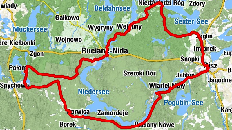 Koczek - Kierwik - Pisz - Ruciane-Nida