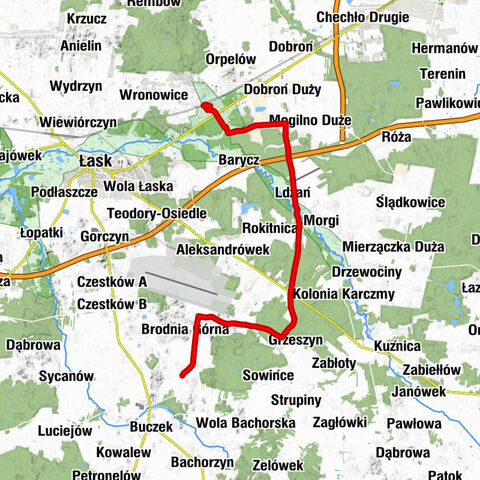 Łask-Kolumna - Ldzań - Rożno - Bar Leśny