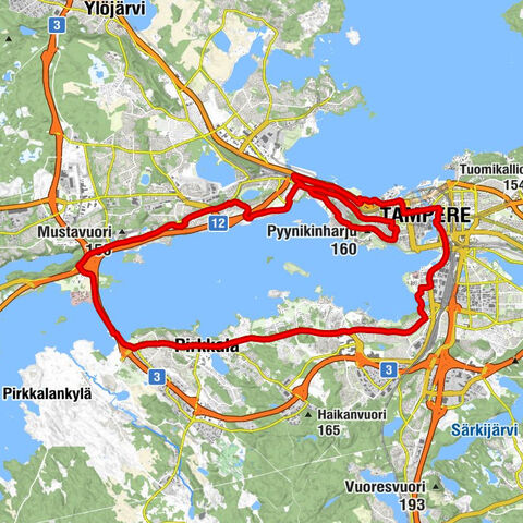 Koskipuisto - Pispalan kirkko - Pyynikinharju - Kyttälä