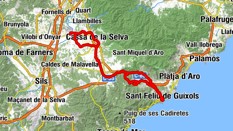 Riudellots de la Selva - Cassà de la Selva - Sant Feliu de Guíxols - Cal Barrato
