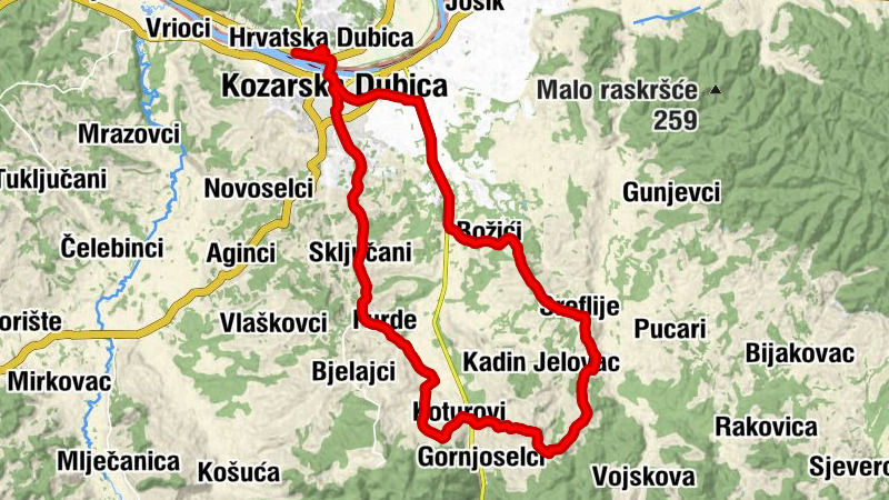 Hrvatska Dubica - Kozarska Dubica - Urije - Hadžibajir