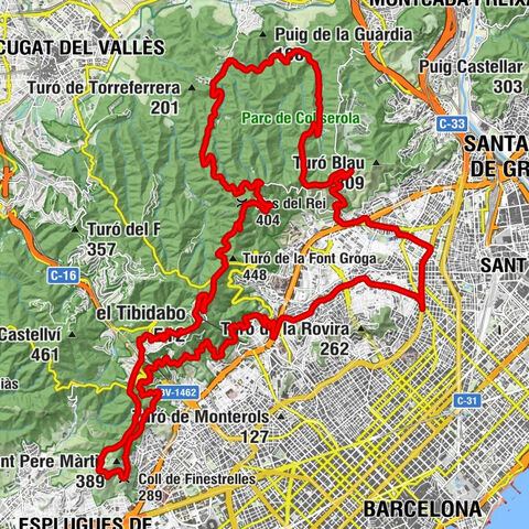 Maragall - Turó del Maltall de Magarola - el Tibidabo - Turó de Mont