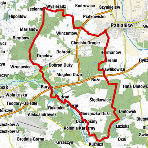 Pabianice - Klimkowizna - Wymysłów Francuski