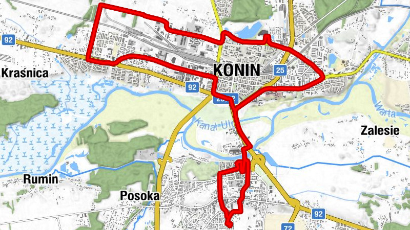Osiedle Armii Krajowej - Kościół pw. Świętego Ducha - Starówka - Konin