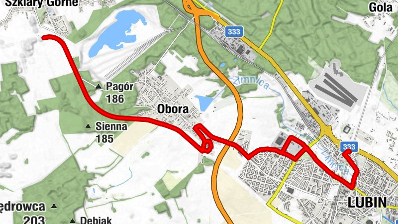 Lubin - Szyszka Chmielu - Obora Górna - Obora
