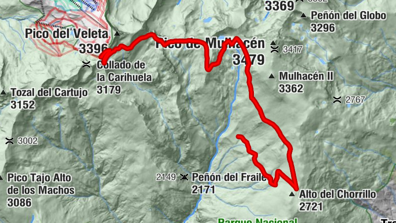 Refugio Poqueira - Puntal de Loma Púa - Collado del Veleta - Refugio-Vivac de la Carihuela