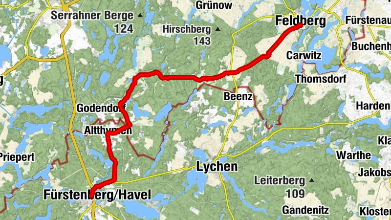 Feldberg - Rosenberge - Kirchenruine - Fürstenberg (Havel)