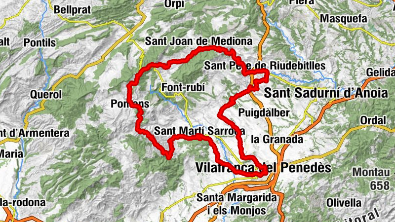 Vilafranca del Penedès - Turó de Revell - Turó de la Malgranada (Miravinya La Cadira) - Molí d'en Rovira
