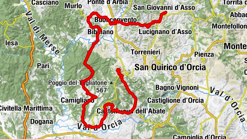 San Giovanni d'Asso - Poggio dell'Amore - Poggio la Pigna - Chiesa della Madonna del Soccorso