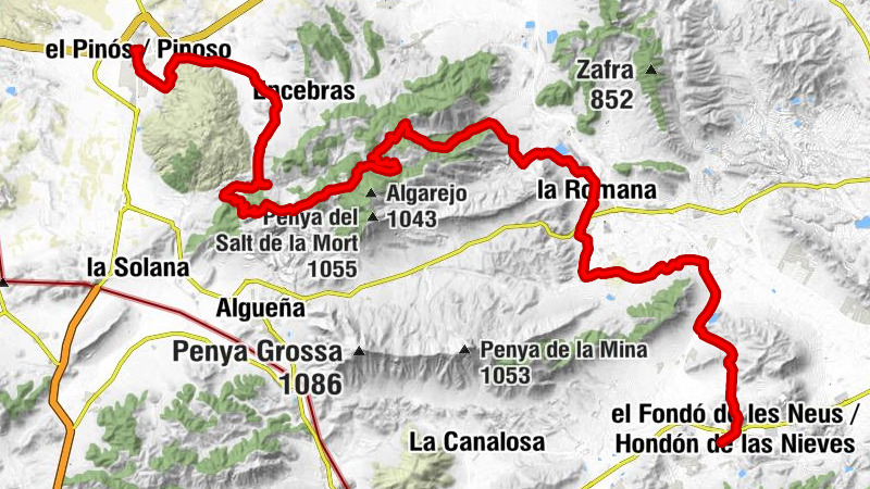 el Fondó de les Neus / Hondón de las Nieves - la Romana - Coll del Coto - el Pinós / Pinoso
