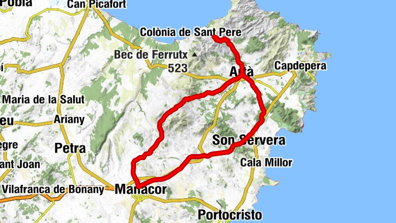 Manacor - Sant Llorenç des Cardassar - Son Servera - coll de Son Catiu