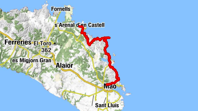 Maó - sa Mesquida - Don Carlos - s'Arenal d'en Castell