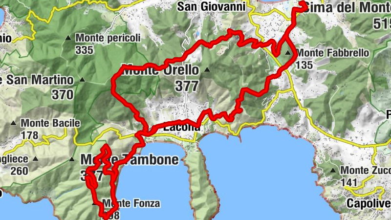 Fabbrello - Acquabona - Poggio del Molino a Vento - Monte Fonza