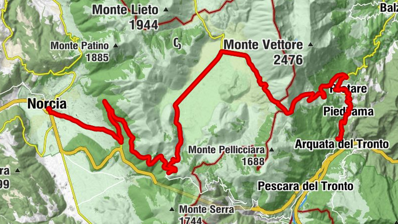 Norcia - Rifugio Perugia - Rifugio Perugia (nuovo) - Arquata del Tronto