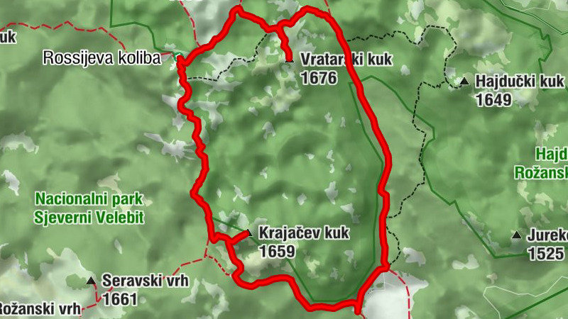 Stinica - Krajačev kuk - Crikvena - Vratarski kuk