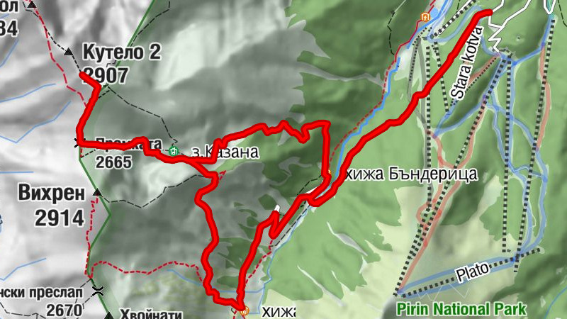 Благоевград - Кутело - Премката - хижа Вихрен