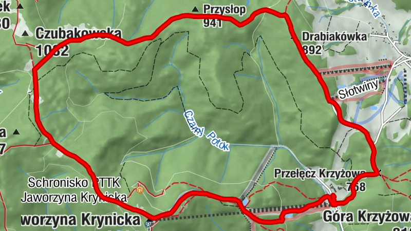 Krynica-Zdrój - Przysłop - Jaworzyna Krynicka - Czarny Potok