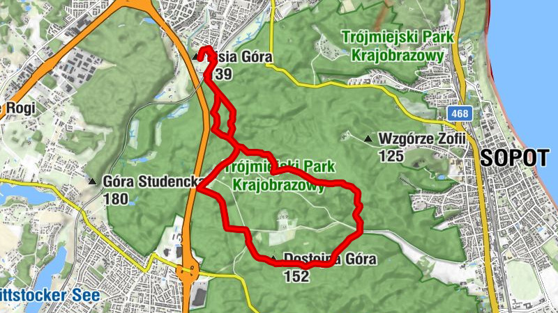 Lisia Góra - Gołębiewo - Dostojna Góra - Sopot