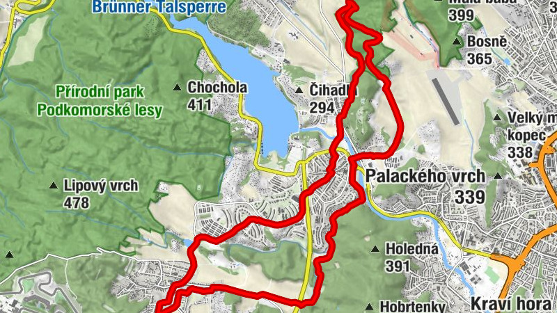 Žebětín - Žebětínský dvůr - Bystrc - Kníničky