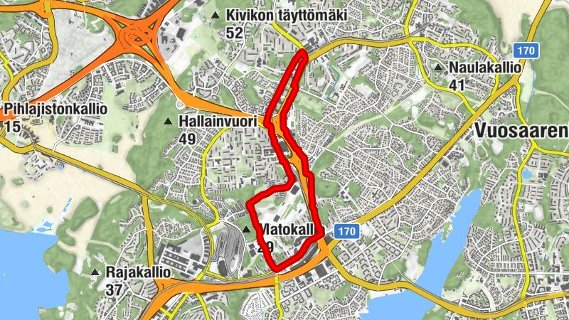 Kontula - Matteuksenkirkko - Alakivenpuiston täyttömäki - Korttelikonttori