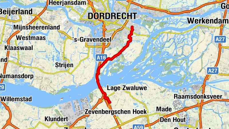Lage Zwaluwe > Moerdijkbrug > Hollandse Biesbosch > Dordrecht Stadspolders