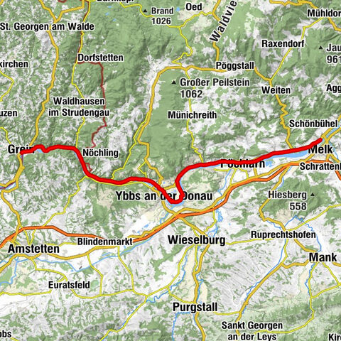 Etapa 4 del carril bici del Danubio orilla norte: Grein - Emmersdorf