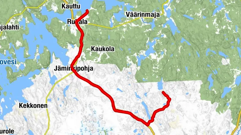 Ruta panorámica Ryövärin Mäkelä–Vinsa en bicicleta, ruta lineal, Ruovesi