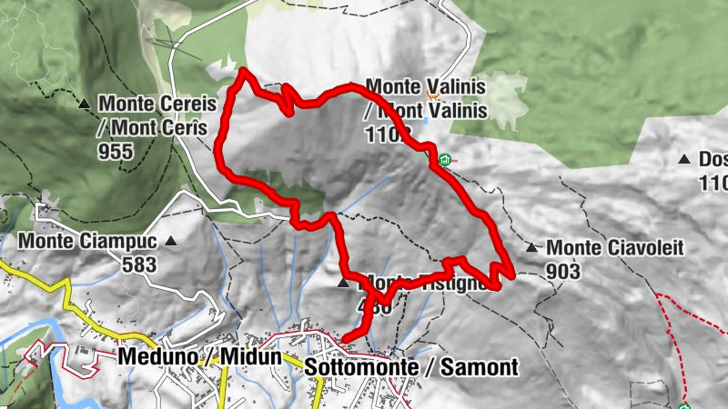 Anillo del Monte Valinis desde Sottomonte