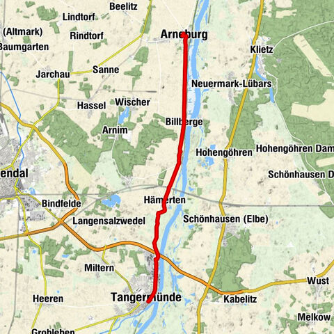 Tramo del Elberadweg certificado como accesible - De Arneburg a Tangermünde