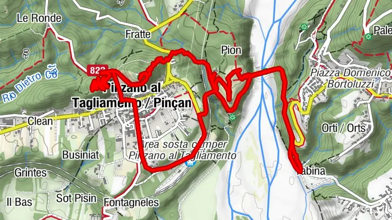 Route of the Pinzano Bridge and the Artillery Battery of Colàt Hill