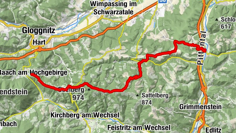 01A Nordalpenweg, Etappe 07: Scheiblingkirchen - Raach am Hochgebirge (Variante 01A)