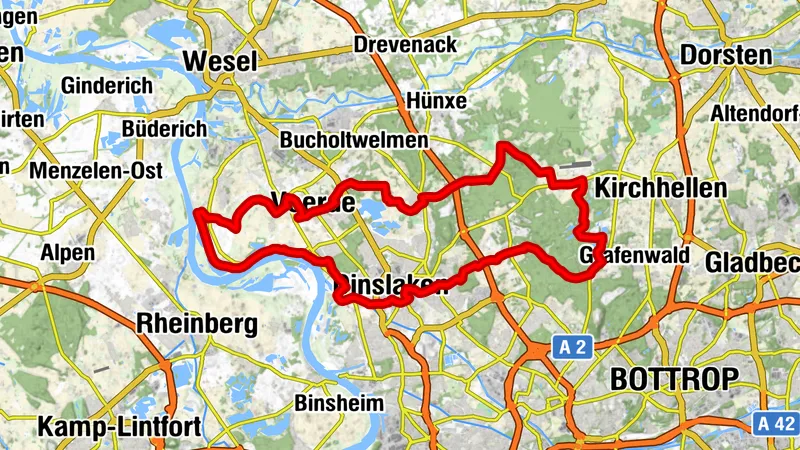 Wasserreich am Niederrhein Voerde - Dinslaken - Kirchhellen – Tagestour Hohe Mark RadRoute