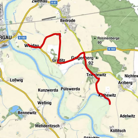 Elberadweg-Umleitung bei Pülswerda