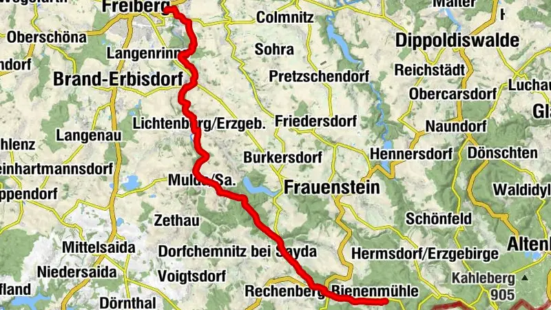 Mulderadweg - Abschnitt Holzhau bis Freiberg (Freiberger Mulde)