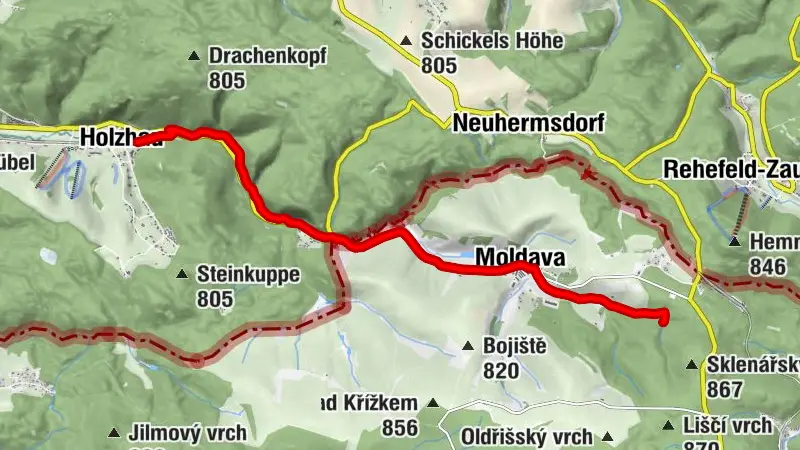 Mulderadweg - Abschnitt Quelle Moldava bis Holzhau (Freiberger Mulde)