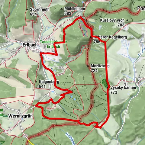 Über Hohen Stein/Vysoky Kamen und Kegelberg