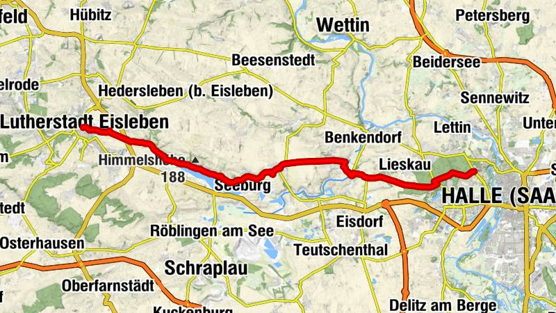Lutherweg Luthersadt Eisleben nach Halle/Saale