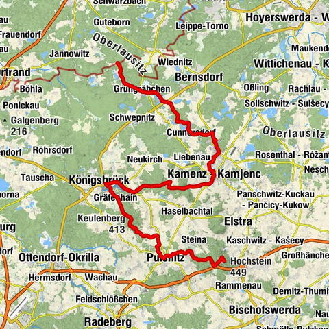 Roter Strich Westlausitz - Teilstück Sachsen