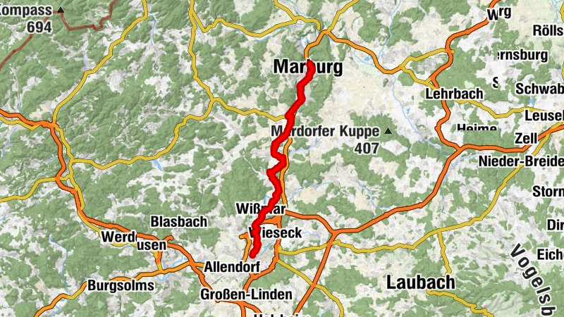 Lahnradweg 3rd stage Marburg - Gießen