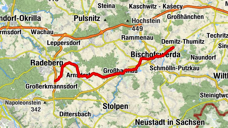 Sächsischer Jakobsweg an der Frankenstraße (Teilstück Westlausitz)