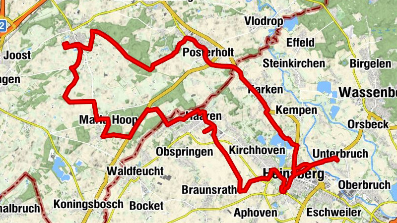 Pedalea guiado por números a través del bosque y el campo hacia nuestros vecinos holandeses (RW 102)