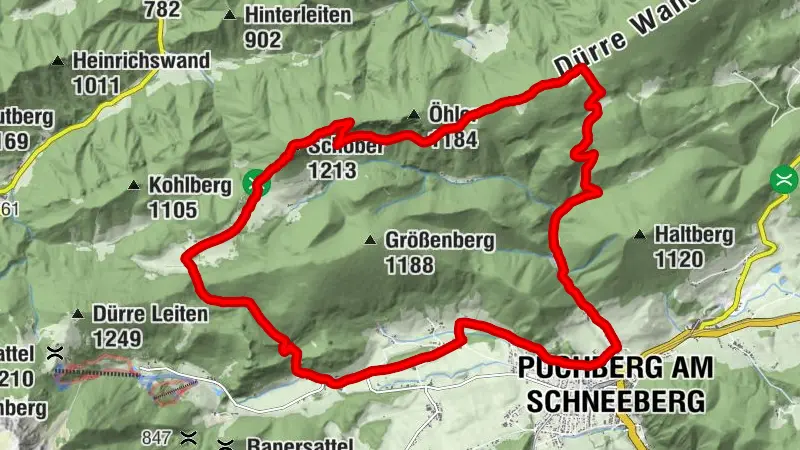 Öhlerweg–Schober–Sebastianfall Rundwanderung ab Puchberg am Schneeberg