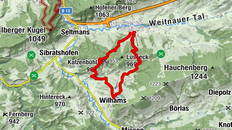 Karl Hirnbein Weg über Senalpe zurück nach Weitnau