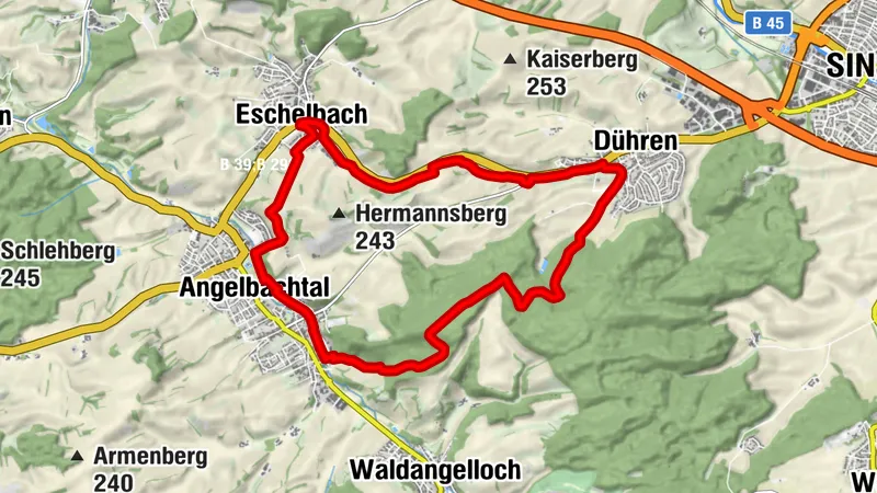 Rad- und Wanderweg Sinsheim Nr. 6 (Radtour, Wandertour) Eschelbach - Eichtersheim - Michelfeld - Dühren - Eschelbach