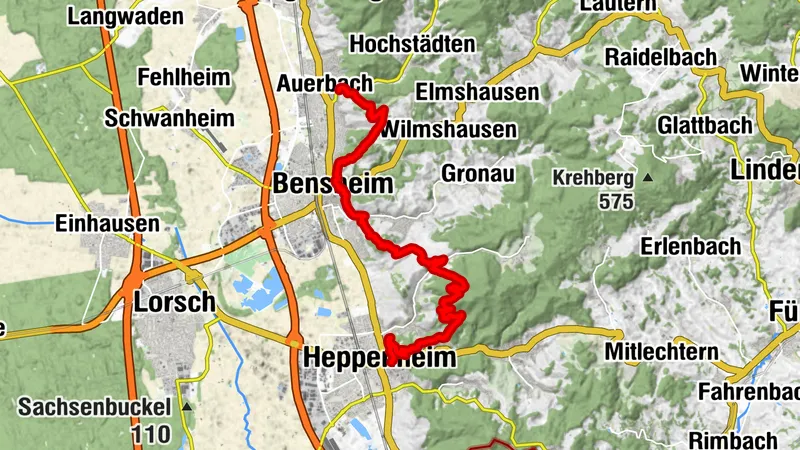Bergsträßer Burgensteig - Etappe 3: von Bensheim-Auerbach nach Heppenheim