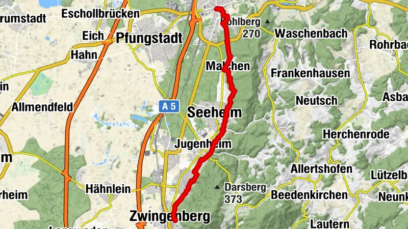 Bergsträßer Blütenweg - Etappe 1: von Darmstadt- Eberstadt bis Zwingenberg