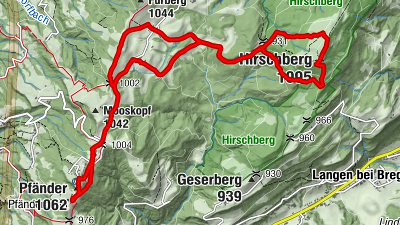 Pfänderbahn Bergstation - Pfänder - Hirschberg - Pfänderbahn Bergstation