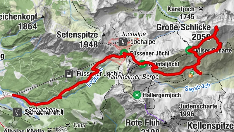 Sonnenalm - Otto-Mayr-Hütte - Große Schlicke - Füssener Hütte
