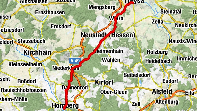 Treysa nach Homberg Ohm