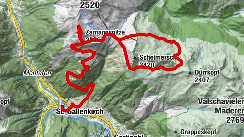 Grasjochhütte - Alpgues Rundweg - Zamangspitze - Galgenul